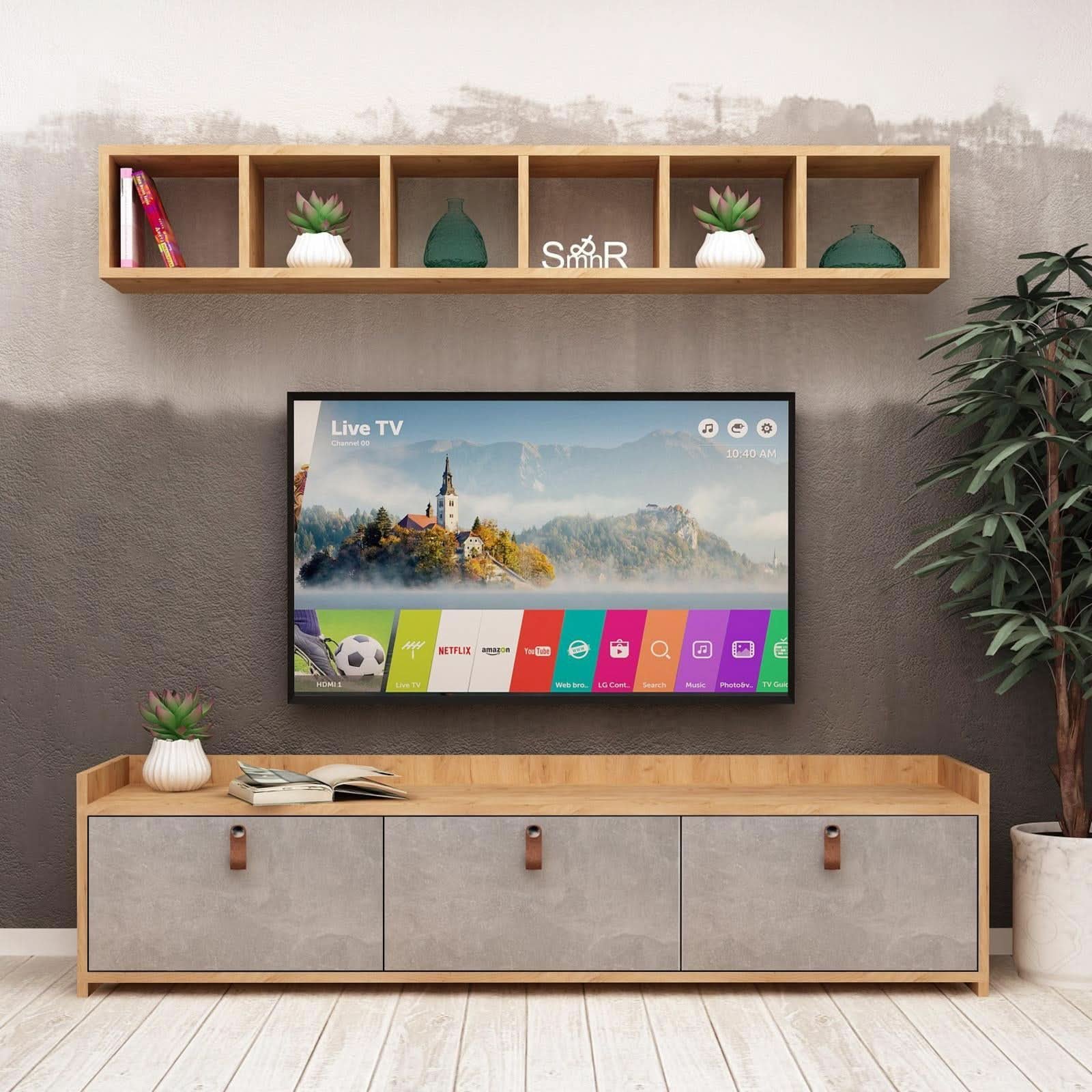 طاولة تلفاز بتصميم ريفي