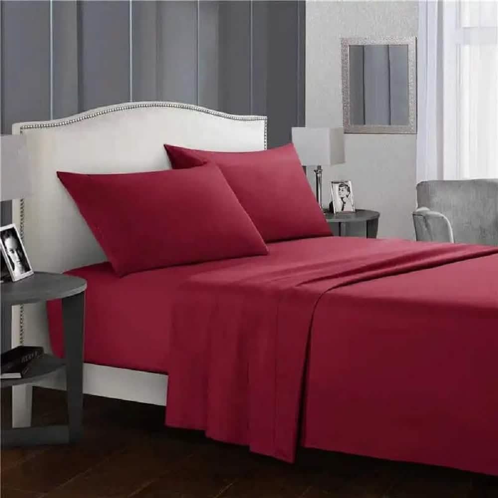 طقم ملاية سرير مايكروفايبر، 240*220 سم - أحمر