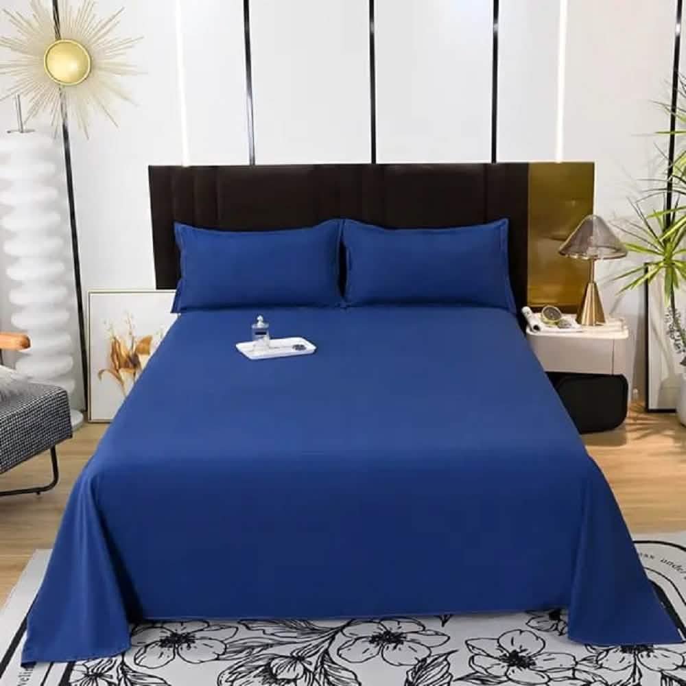 طقم ملاية سرير مايكروفايبر، 240*220 سم - أزرق