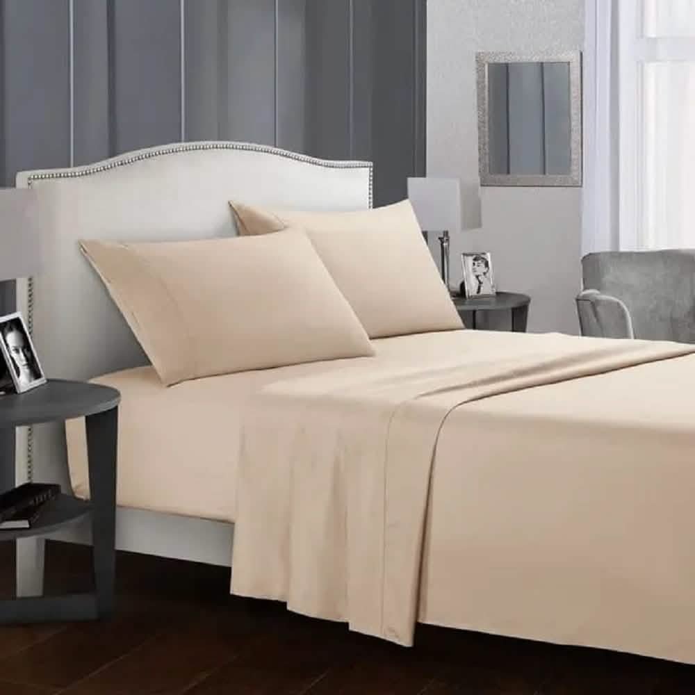 طقم ملاية سرير مايكروفايبر، 240*220 سم - بيج
