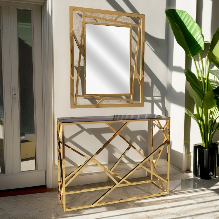 كونسول بتصميم هندسي مزود بمرايا