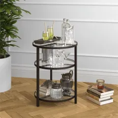 طاولة جانبية بأرفف زجاج