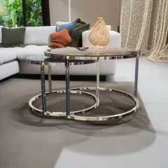 طاولة قهوة دائرية فضي