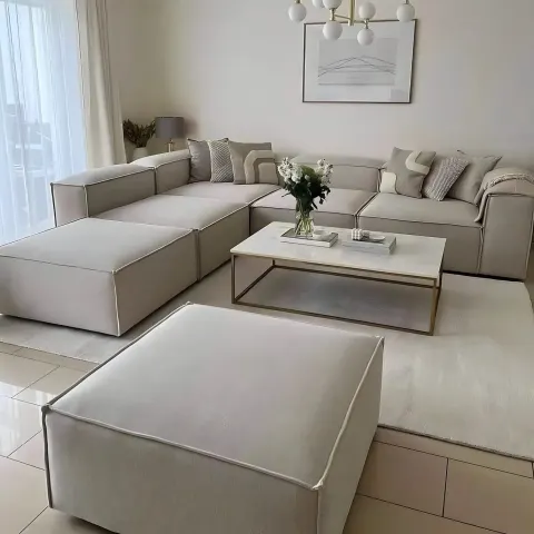 ركنة و 2 بف خشب زان، 295*265*85*75 سم