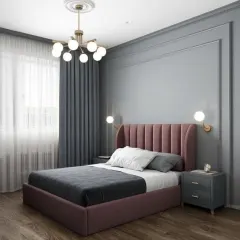 سرير تنجيد بتصميم مخطط