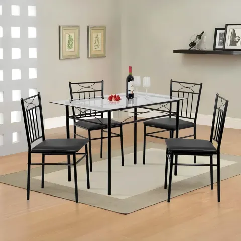 سفرة معدن و زجاج مع 4 كراسي