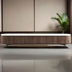 طاولة تلفاز ام دي اف لون بني