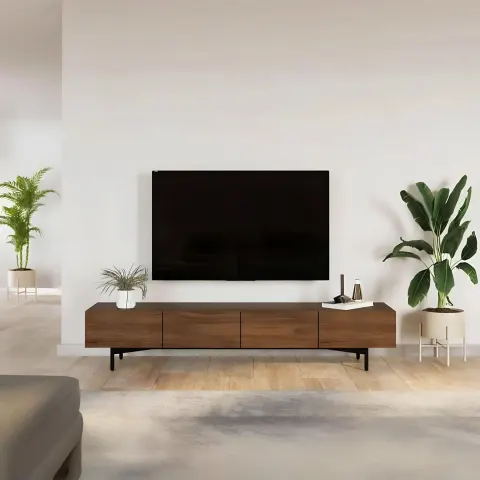 طاولة تلفاز ام دي اف لون بني