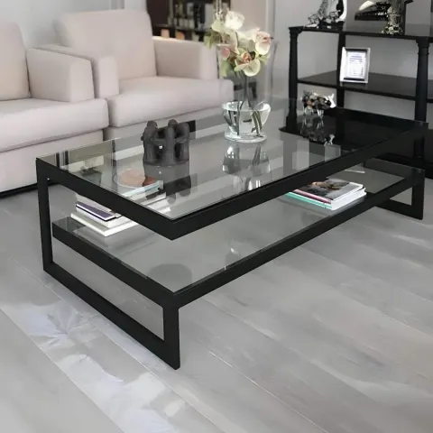 طاولة قهوة بسطح زجاج