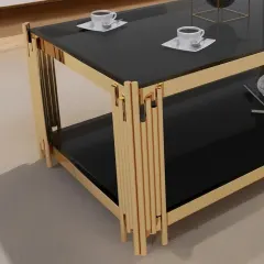 طاولة قهوة بمستطيلة زوايا ذهبي