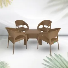 طقم بلاستك بامبو 4 كرسي وطاولة