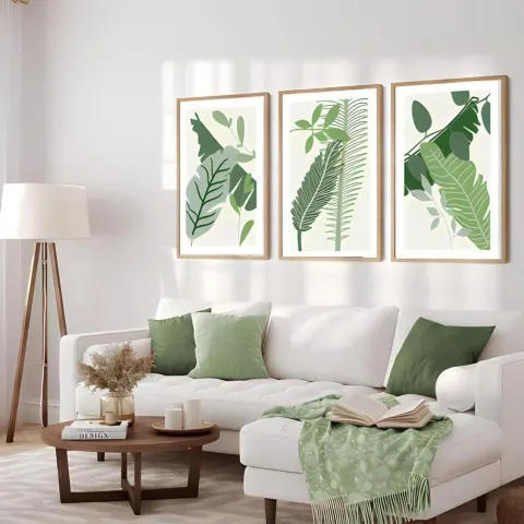 طقم لوحات بإطار خشبي من 3 قطع 120*60 سم