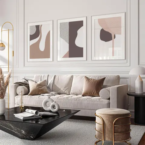 طقم لوحات معلقة بإطار خشبي 120*60 سم