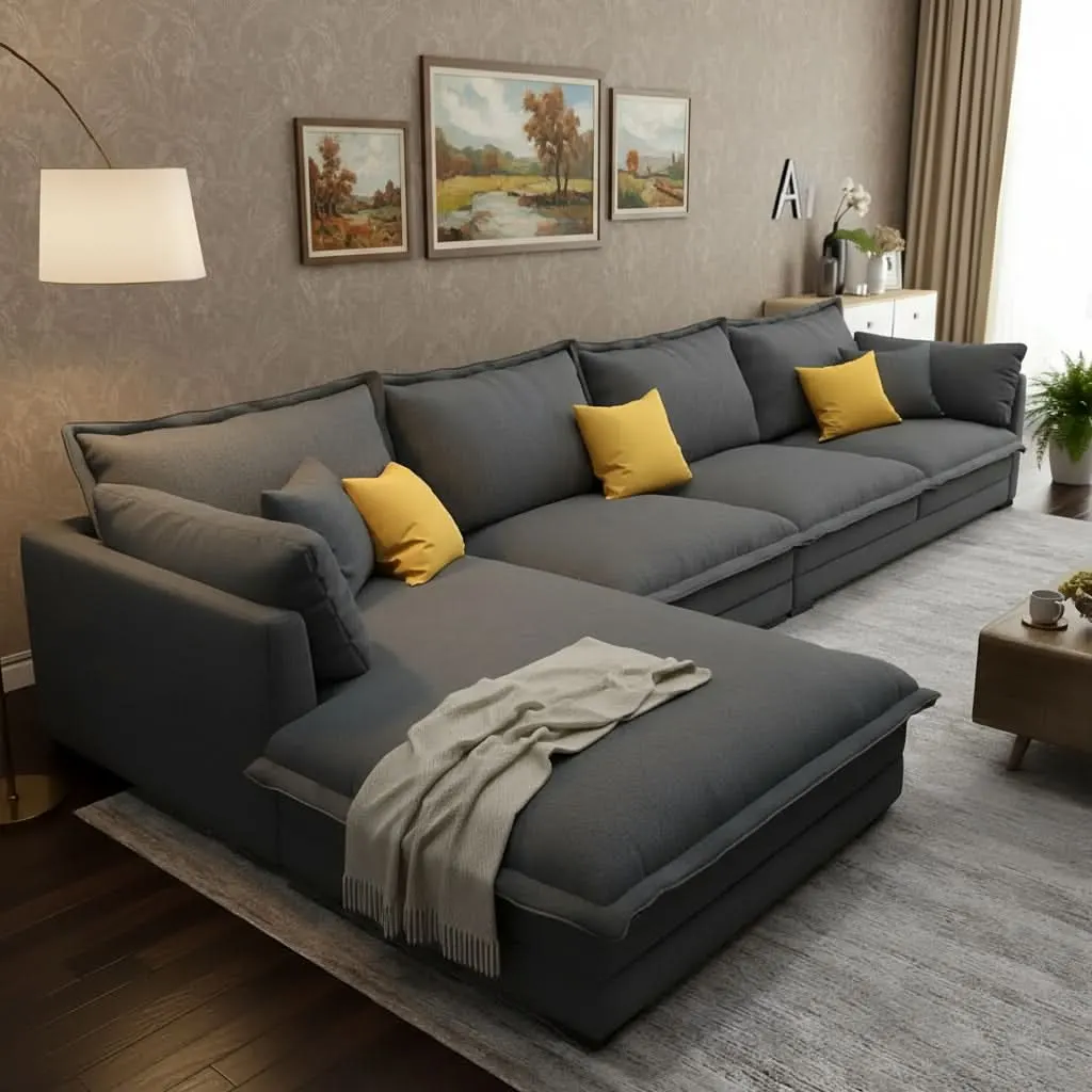 كنبه حرف L بتصميم عصري