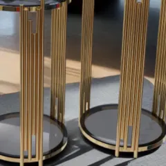 مجموعة طاولات جانبية معدنية