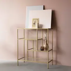 وحدة أرفف معدن و زجاج